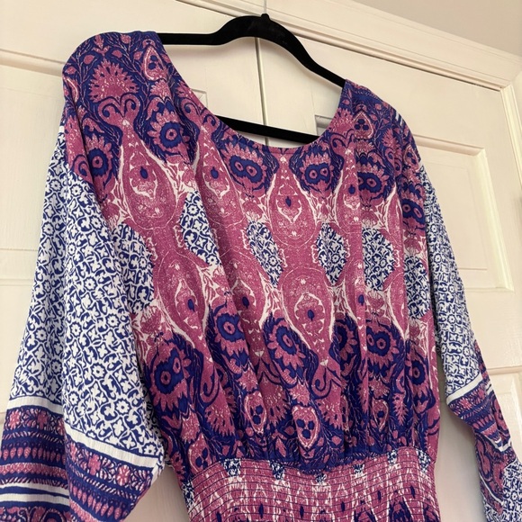Free People She’s A Lady Reversible Maxi Dress Purple Boho Print Size Small Midi - Picture 16 of 17